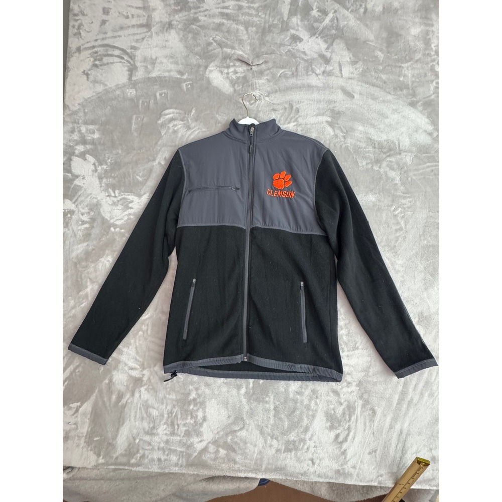 Colosseum Clemson Tigers Mens Small Black‎ Gray Full Zip Fleece Jacket 1321